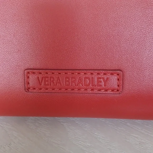 Vera Bradley Coral Red Faux Leather Accordian Style Zip Around Wallet - Picture 2 of 16